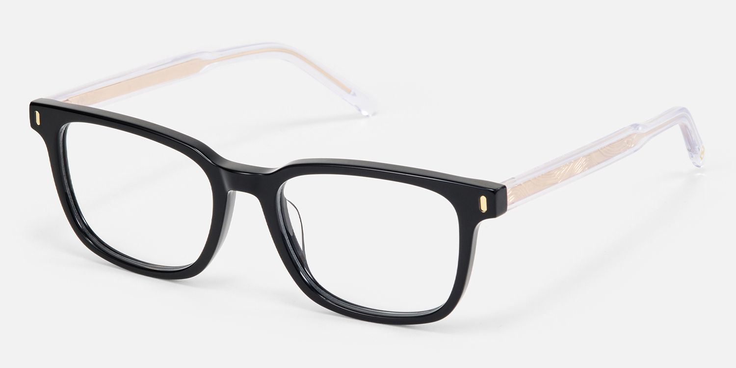 Lajos - Rectangle Black Eyeglasses | Vooglam Front View