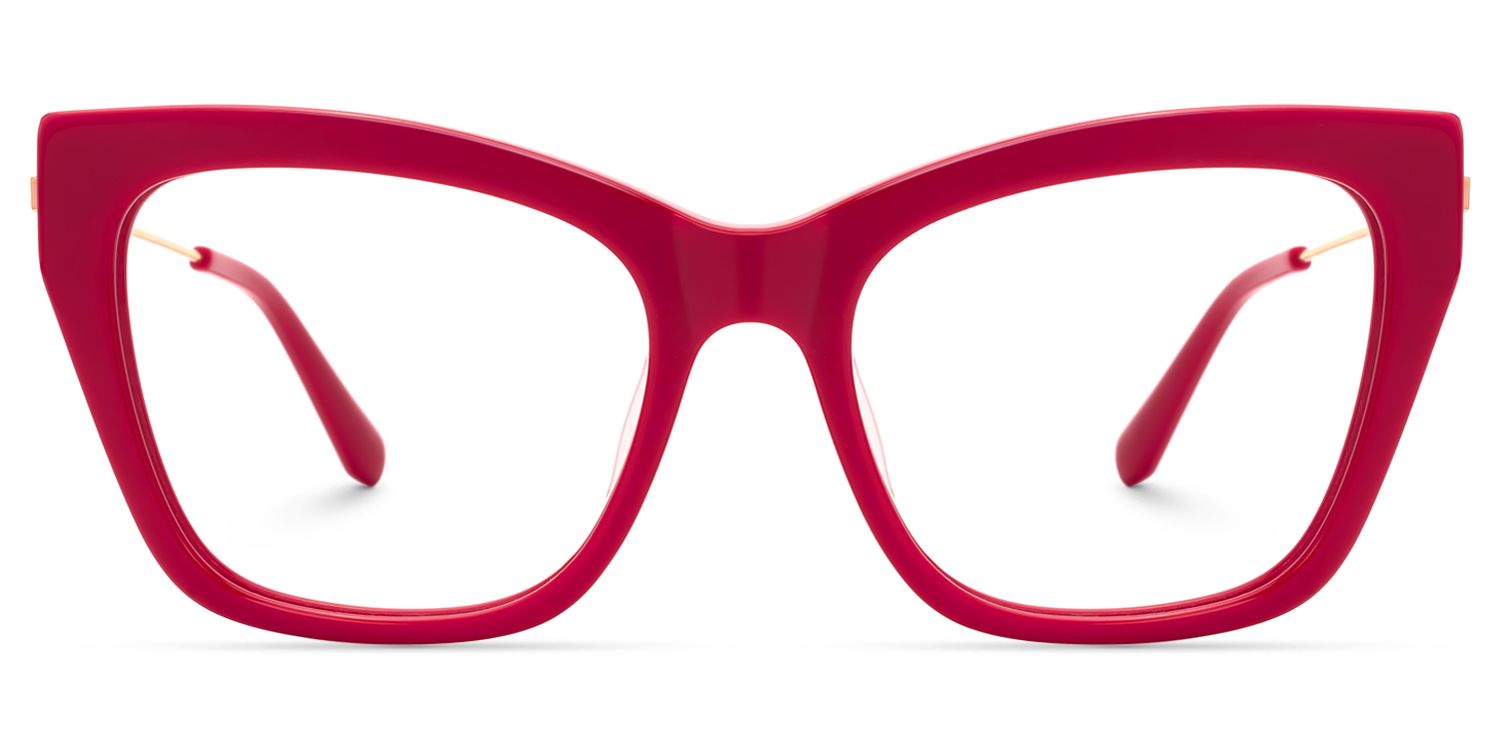 Madelina - Cat Eye Red Eyeglasses | Vooglam Angle View