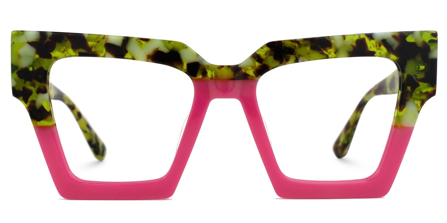 Eleora - Square Pink/Tortoise Eyeglasses by Vooglam - Angle View