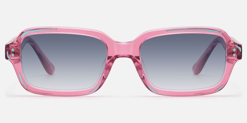 Pixel - Pink Comic Gray Tinted Rectangle Shades by Vooglam