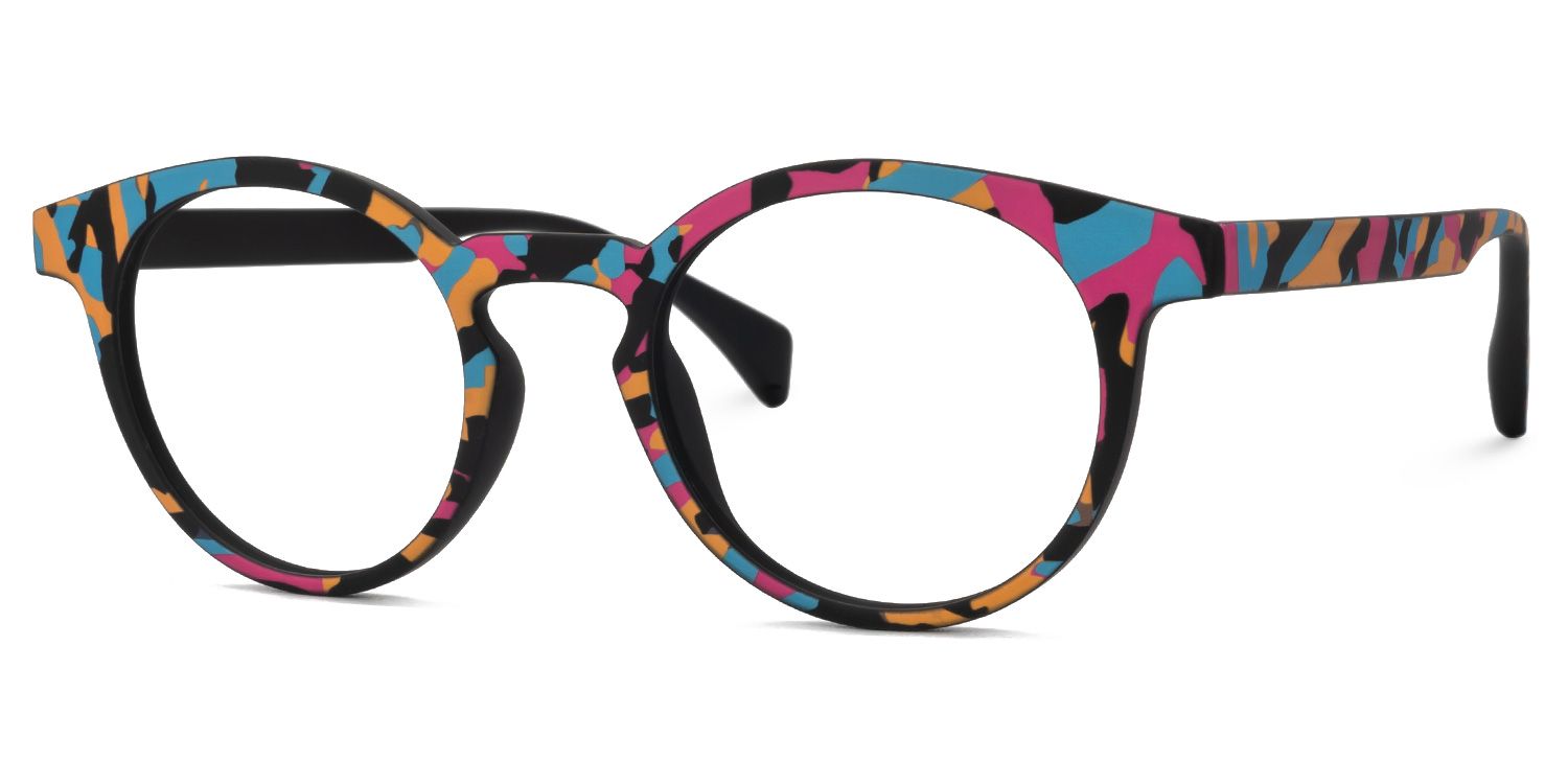 Minnie - Funky Artsy Multicolored Oval Eyeglasses | Vooglam Front View