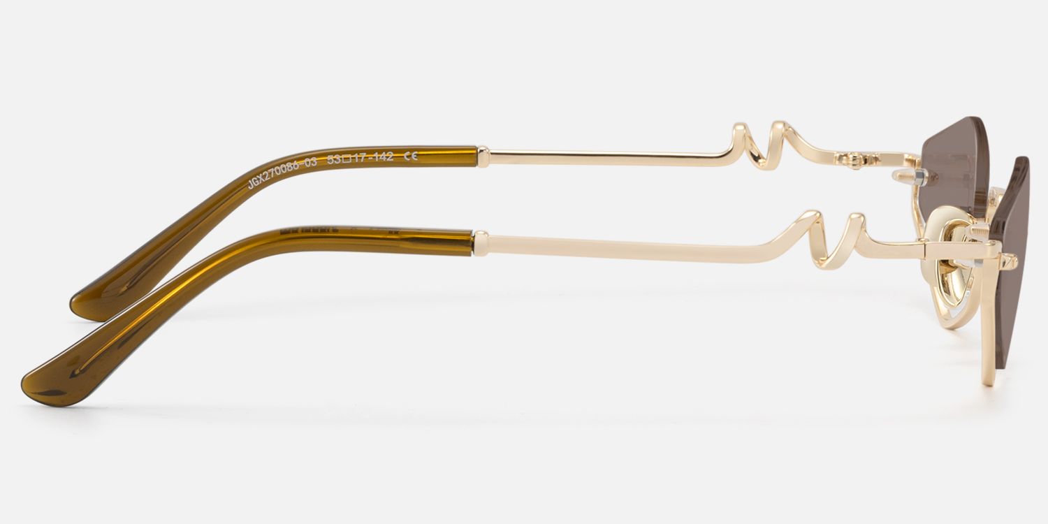Niseko - Rose Gold Octagon Brown Tinted Sunglasses | Vooglam Side View