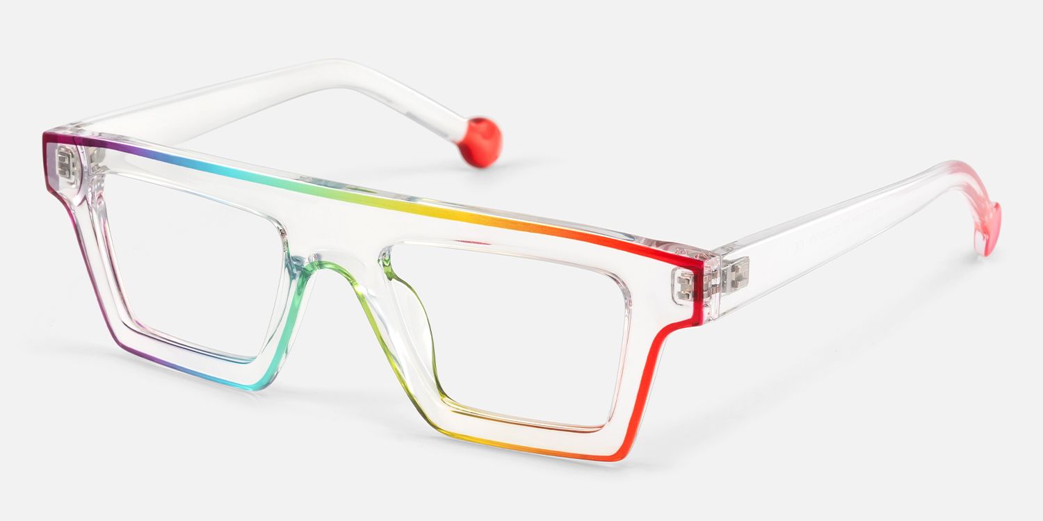 Treva - Crystal Vibrant Flame Rectangular Glasses | Vooglam Front View