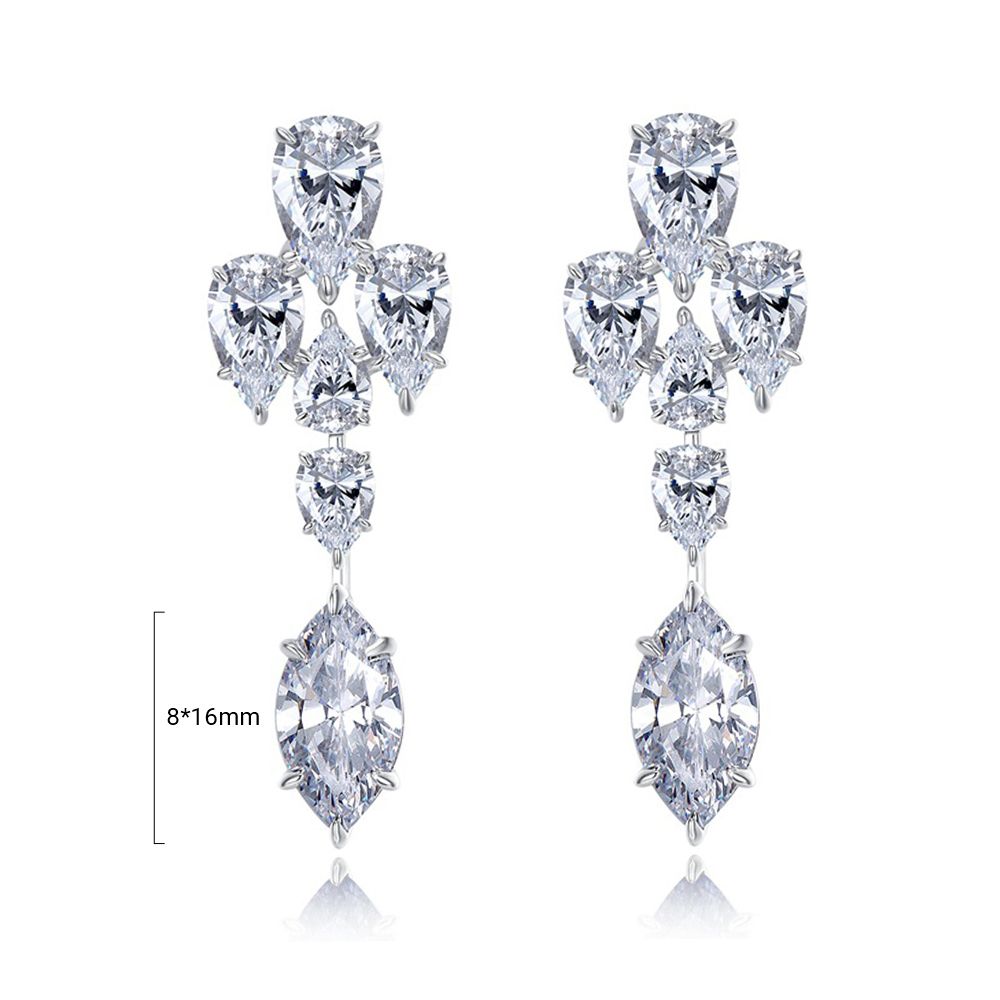 Stylish Diamond White Waterdrop Pierced Earrings by Vooglam - Angle View