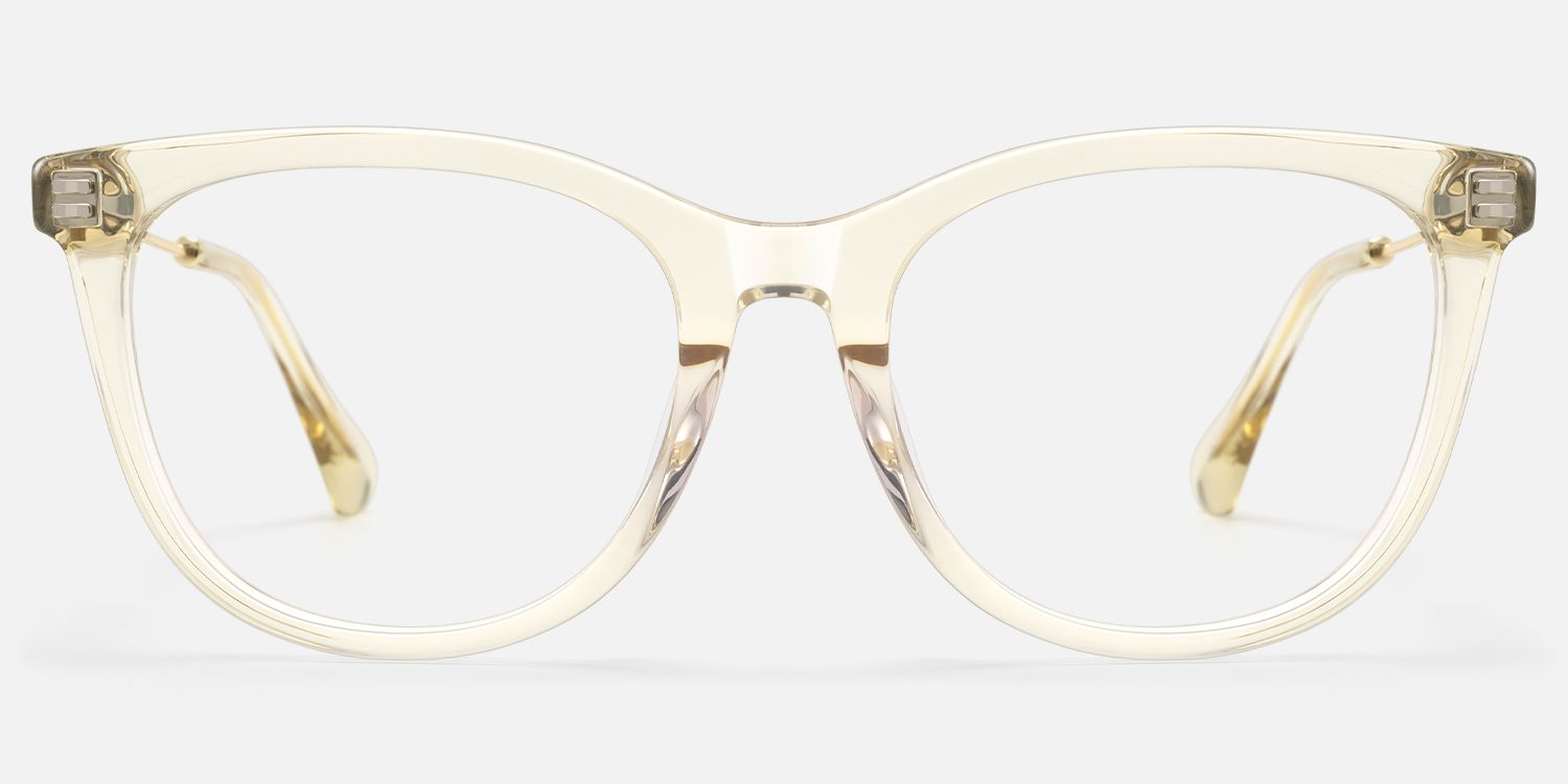 Bask - Square Yellow Eyeglasses | Vooglam Angle View