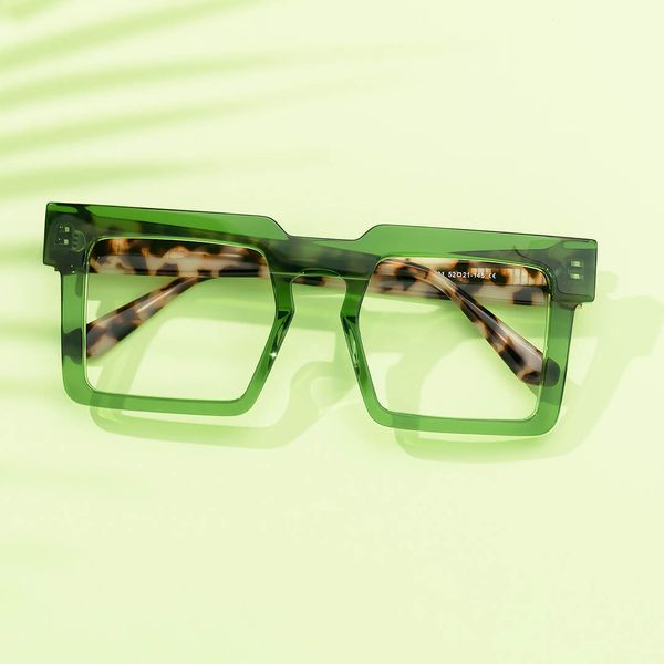Green frame style glasses with tortoiseshel temples at a lowl cost