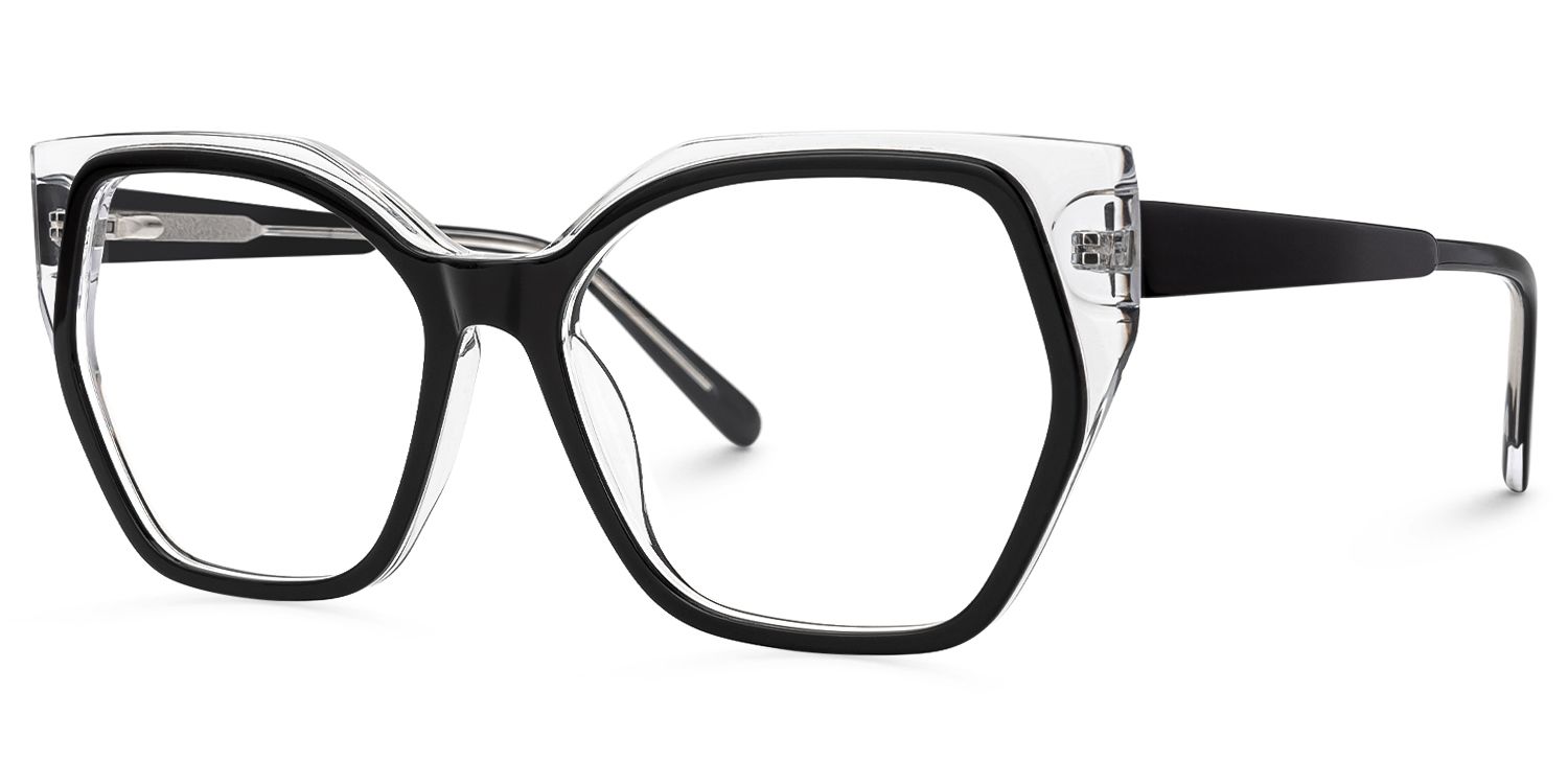 Nabila - Geometric Black Eyeglasses | Vooglam Front View
