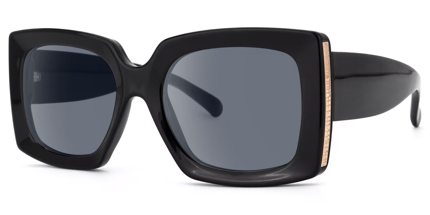 Borislav - Rectangle Black Sunglasses | Vooglam Front View
