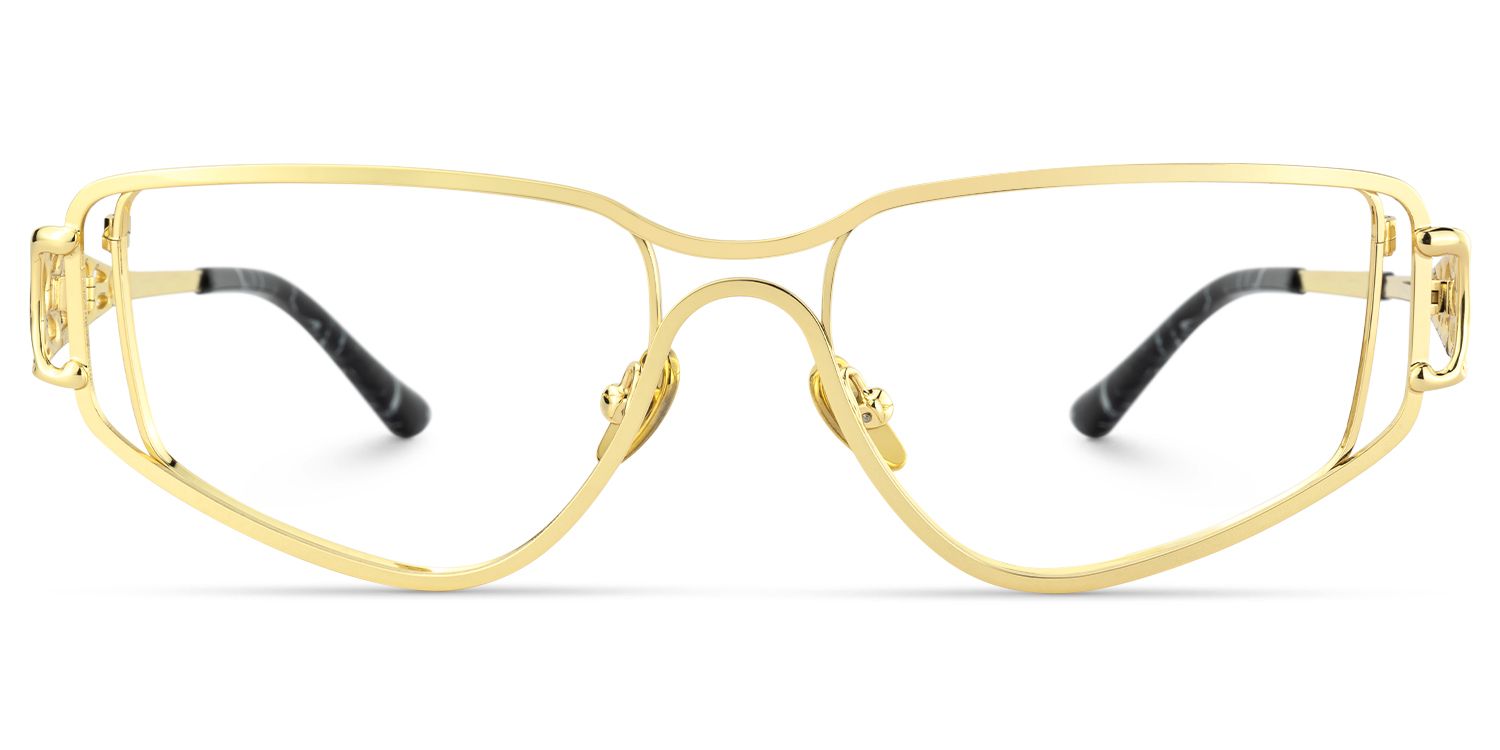 Sakina - Geometric Gold Eyeglasses | Vooglam Angle View