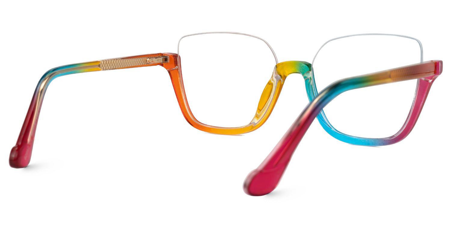 Fariha - Square Multicolor Eyeglasses by Vooglam - Side View