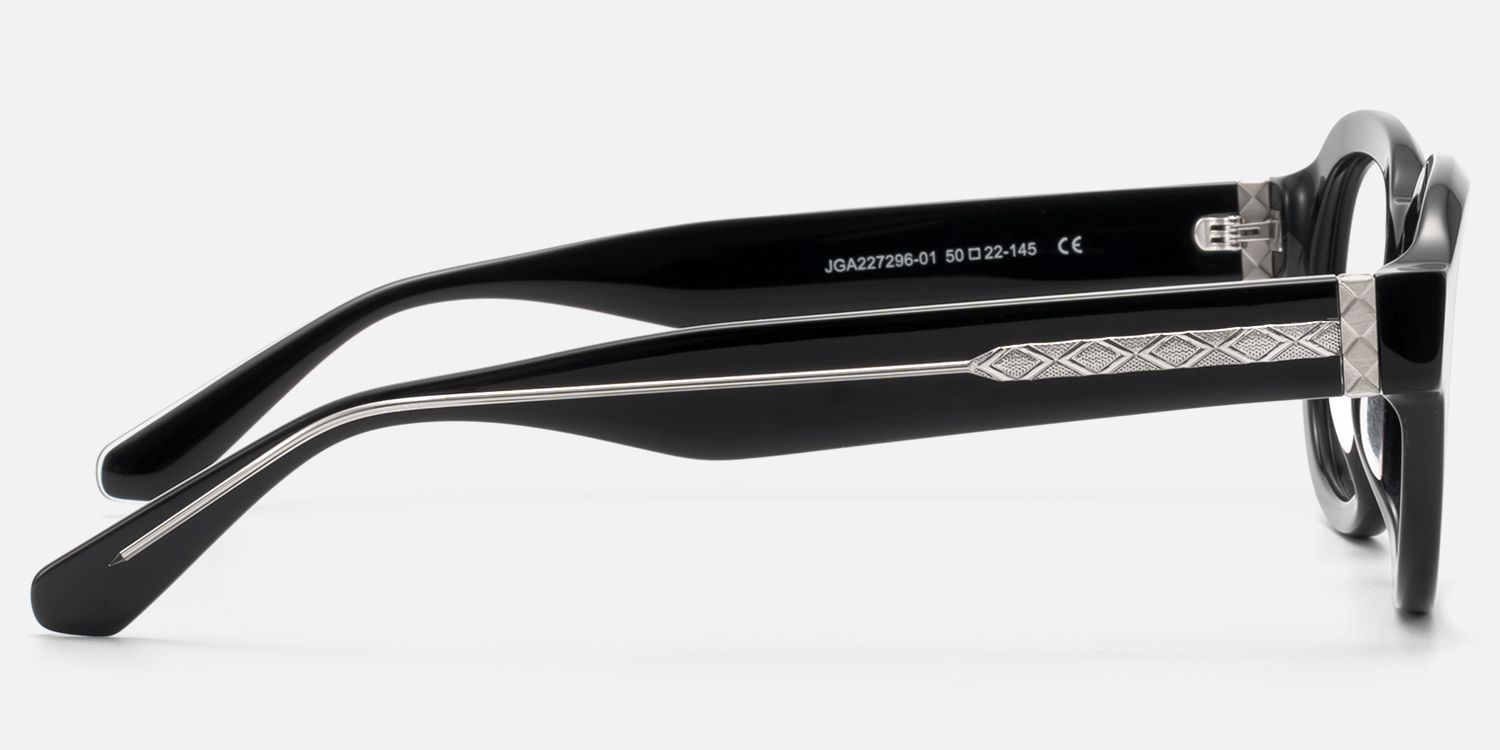 Eerie - Shiny Black Diamond Patterned Glasses | Vooglam Side View