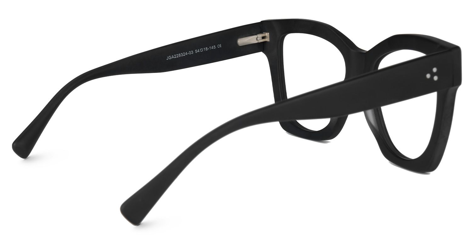 Clara - Square Black Eyeglasses | Vooglam Side View
