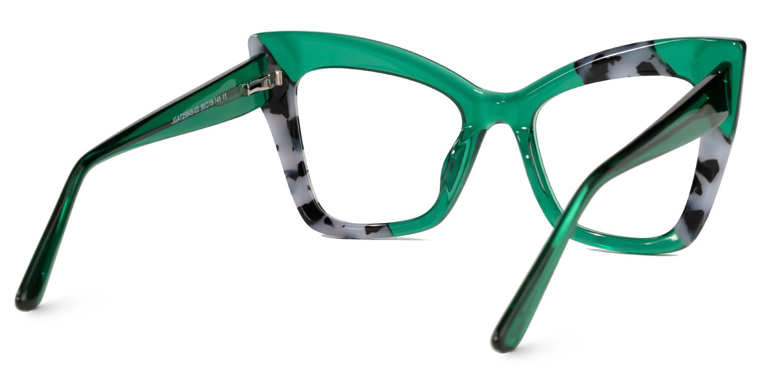 Damyan - Cat Eye Green/Tortoise Eyeglasses | Vooglam Side View