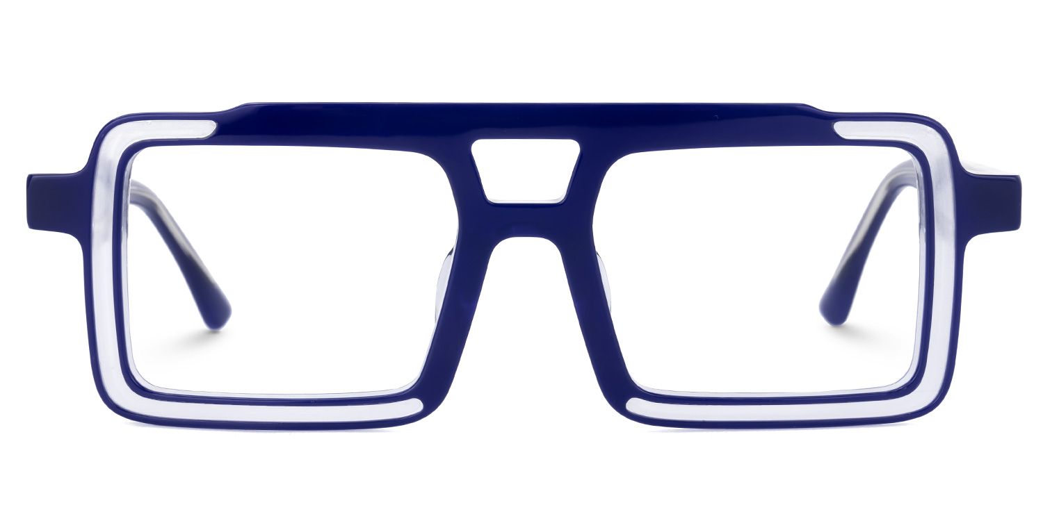 Elkanah - Aviator Blue Eyeglasses by Vooglam - Angle View