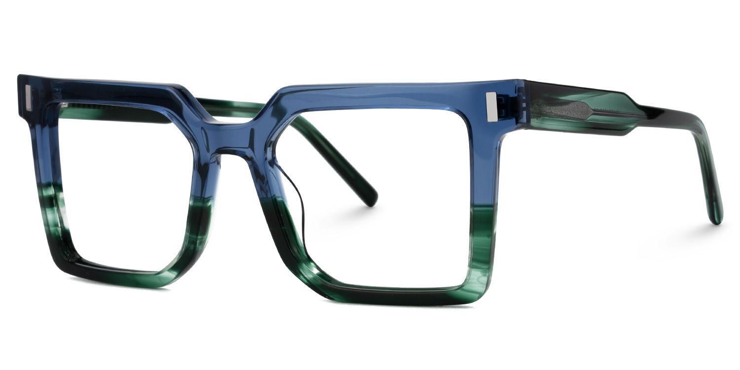 Nadie - Square Blue Eyeglasses | Vooglam Front View
