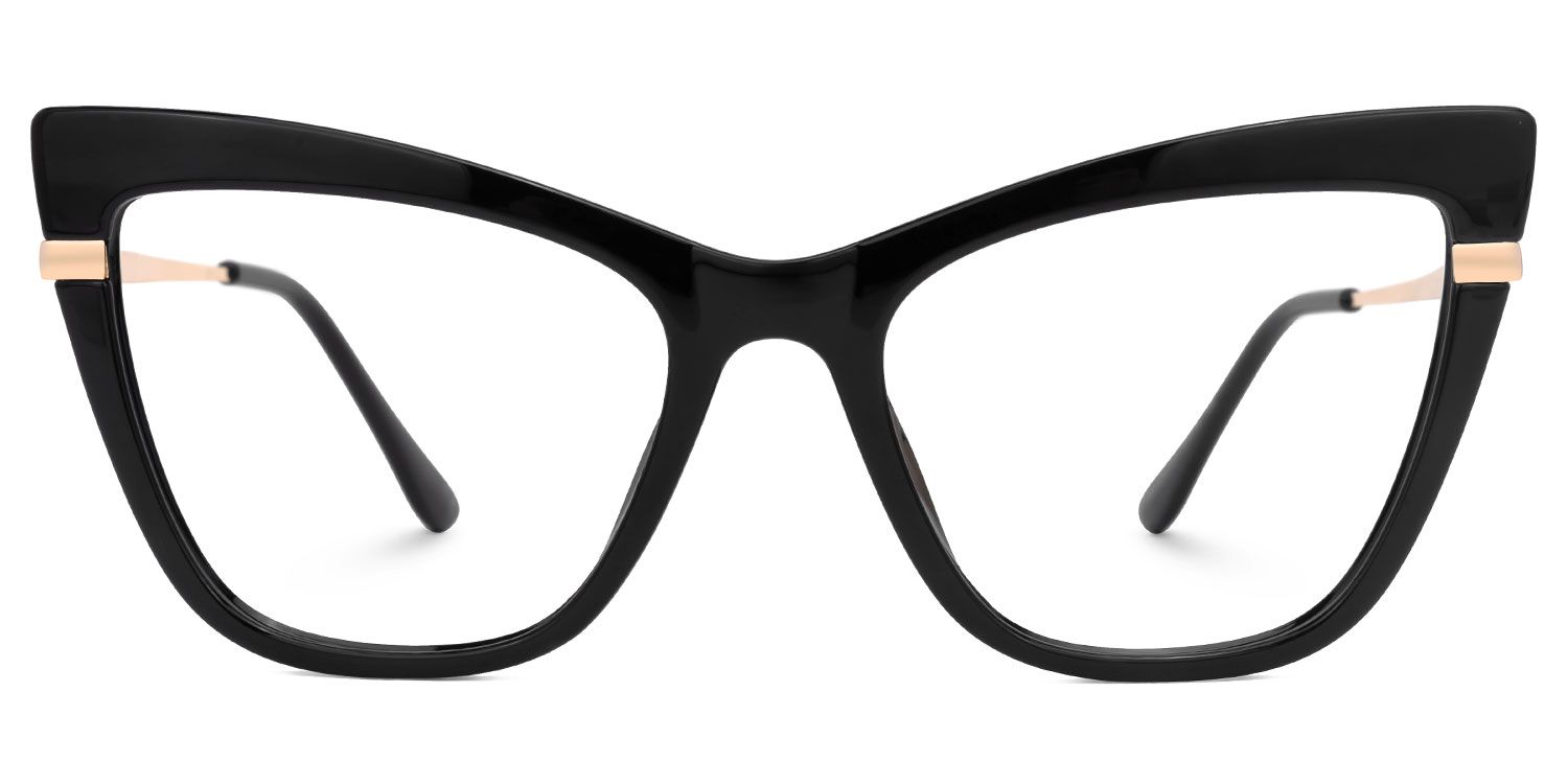 Egor - Cat Eye Black Eyeglasses | Vooglam Angle View