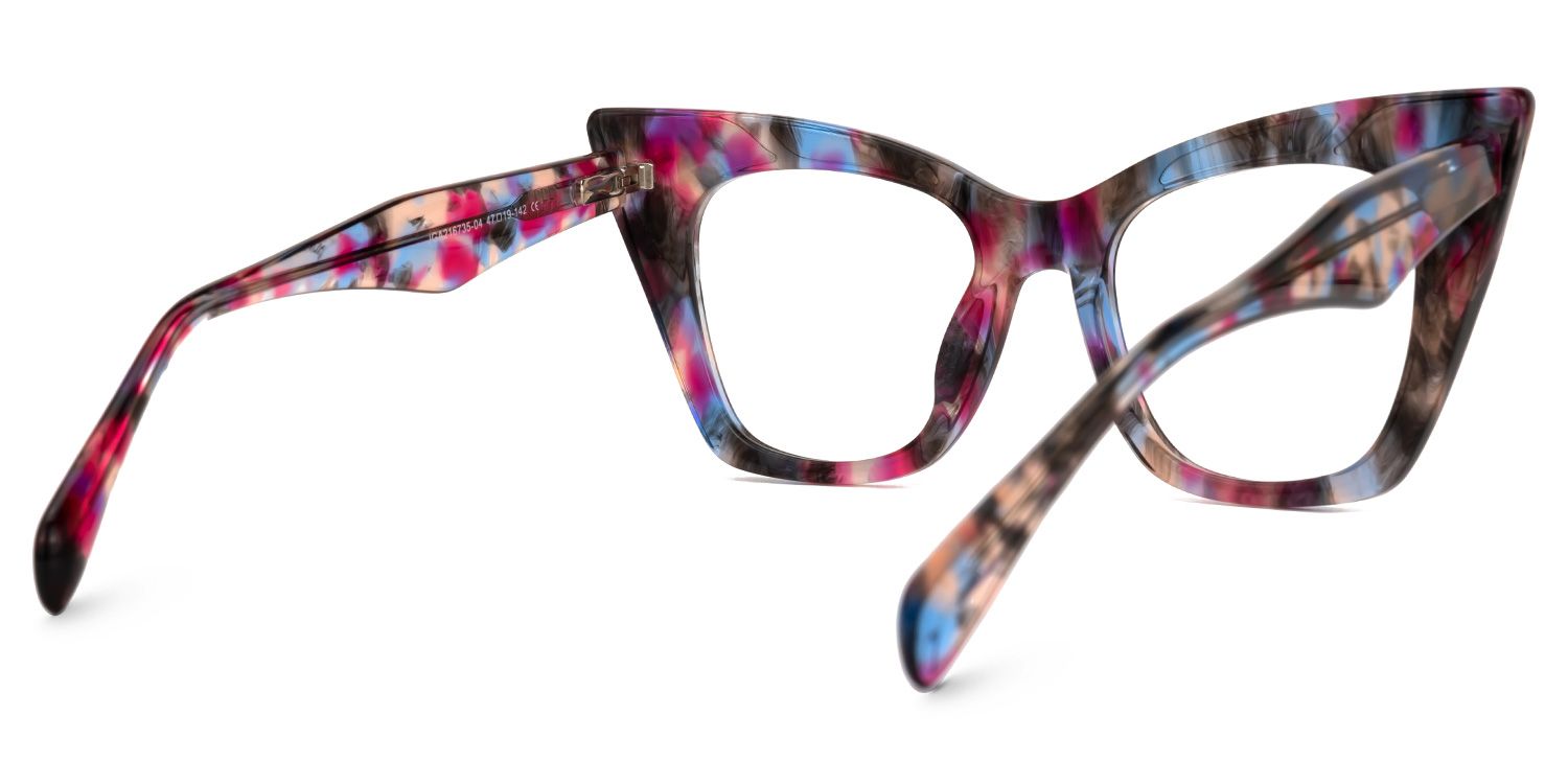 Aelius - Cat Eye Purple/Floral Eyeglasses | Vooglam Side View