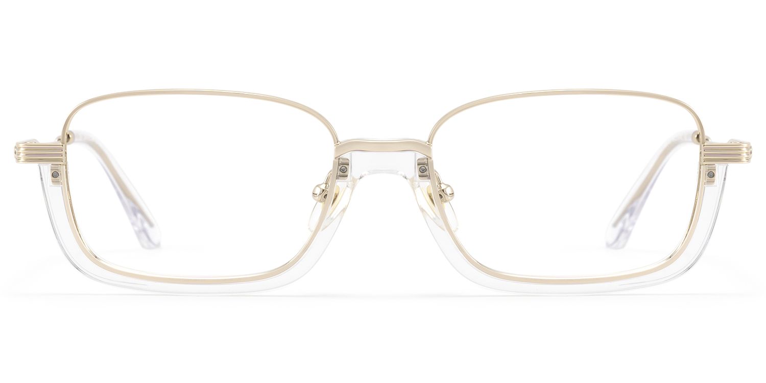 Frame Size of Basel - Clear Gold Half Rim Structural Frames | Vooglam