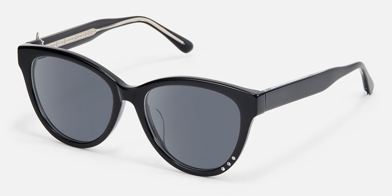 Shine in silence - Cat Eye Black Sunglasses | Vooglam Front View