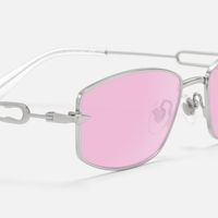 Bladework - Silver Narrow Pink Tint Sunglasses | Vooglam Design Details