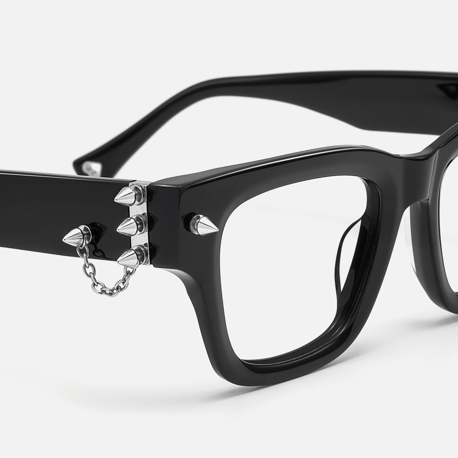 Stud - Rock Stud Black Acetate Glasses | Vooglam Design Details