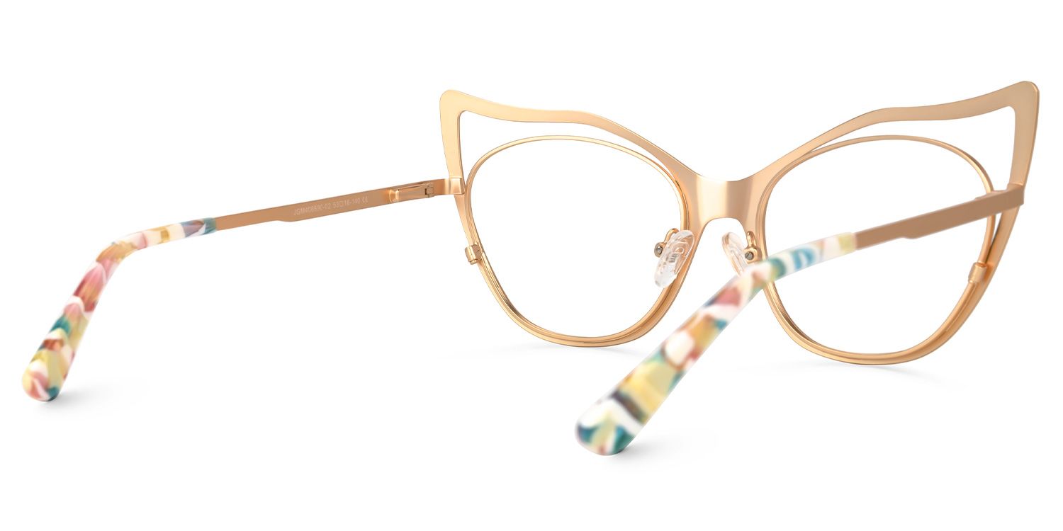 Baina - Cat Eye Gold Eyeglasses | Vooglam Side View