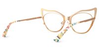 Baina - Cat Eye Gold Eyeglasses | Vooglam Side View