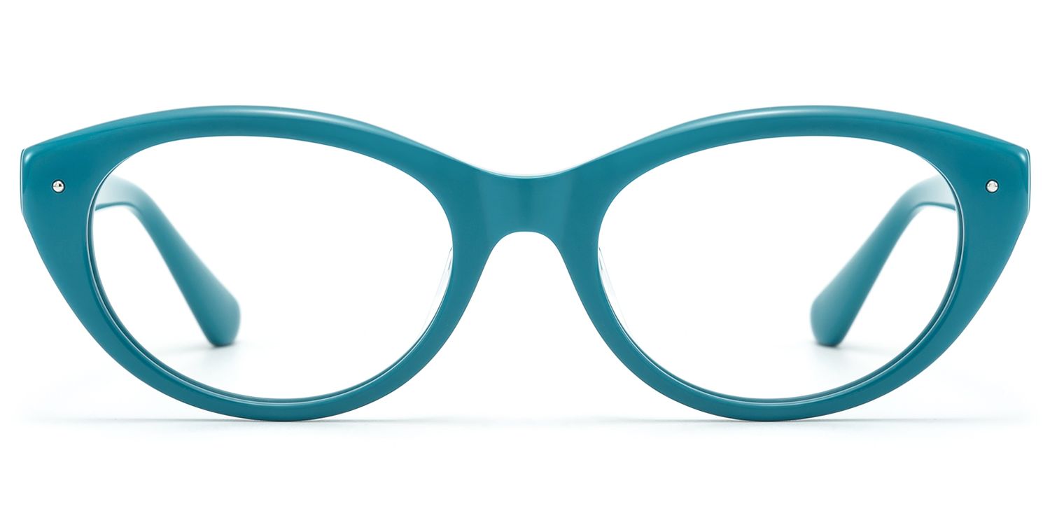 Frame Size of Vael - Vintage Teal Acetate Cat Eye Frame | Vooglam