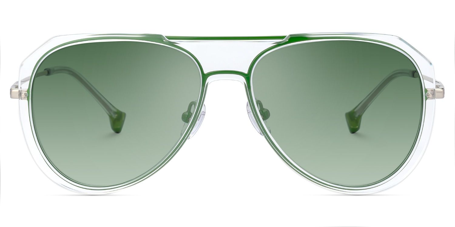 Hafsa - Aviator Green Prescription Sunglasses | Vooglam Angle View