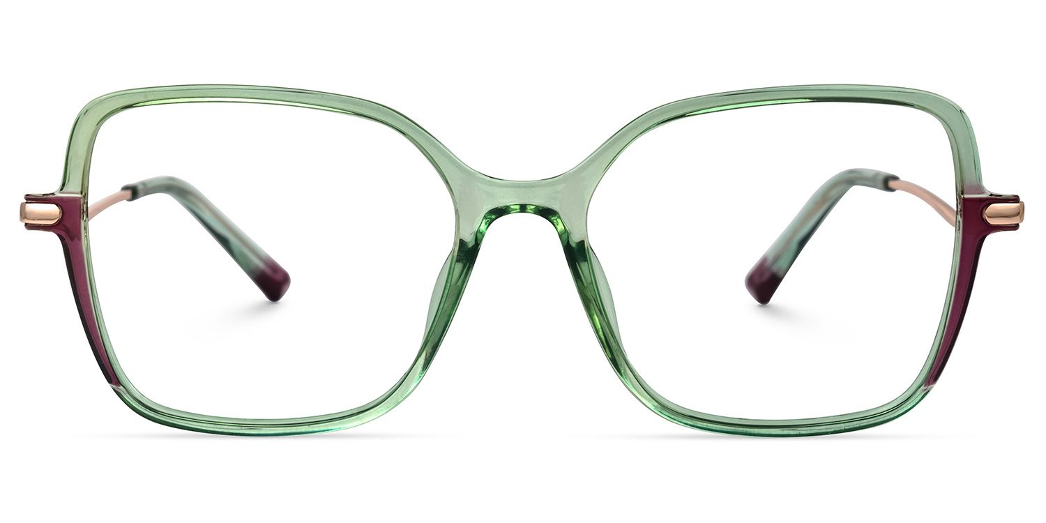 Decima - Square Green Eyeglasses | Vooglam Angle View