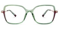 Decima - Square Green Eyeglasses | Vooglam Angle View