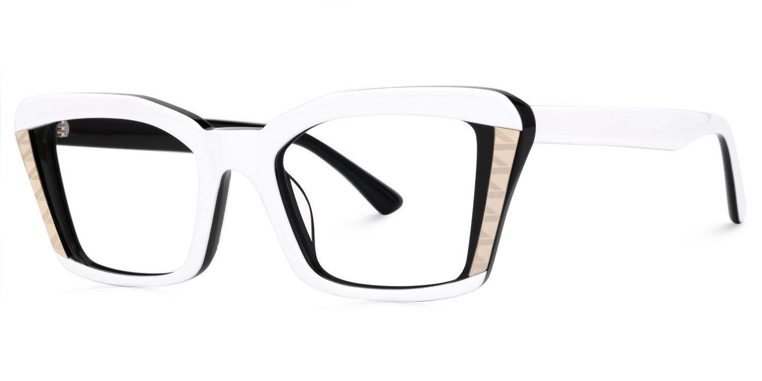 Fiachra - Rectangle White Eyeglasses | Vooglam Front View