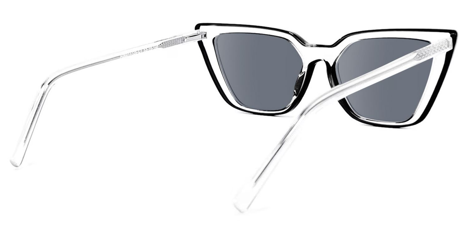 Lyuba - Rectangle Black Sunglasses by Vooglam - Side View