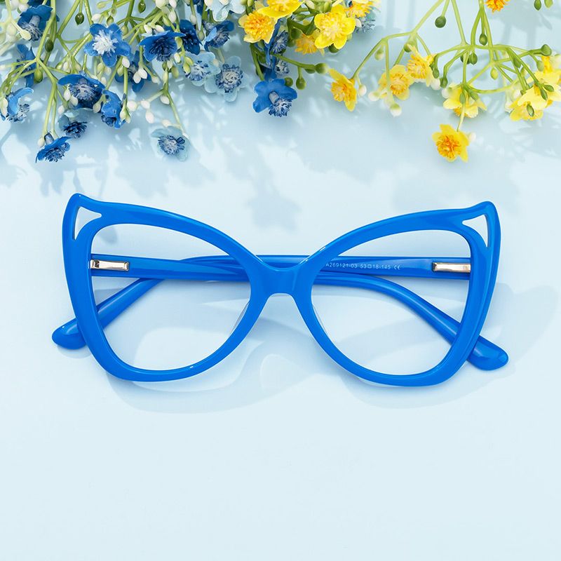 Blue colord cat-eye frames