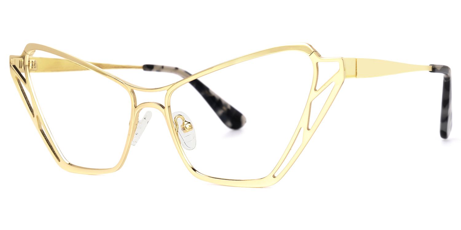 Idande - Cat Eye Gold Eyeglasses | Vooglam Front View