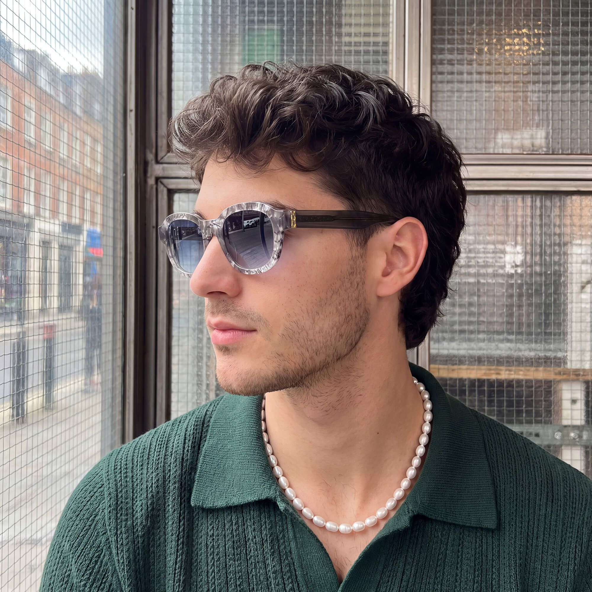 Vooglam Street Style in Real Life: Eerie - Clear Blue Gray Tinted Oversized Shades by Vooglam