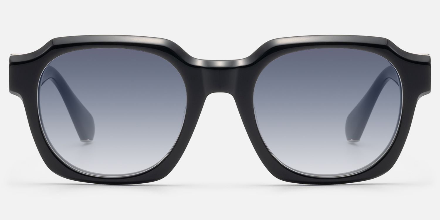 Vernon - Glossy Black Gradient Gray Sunglasses | Vooglam Angle View