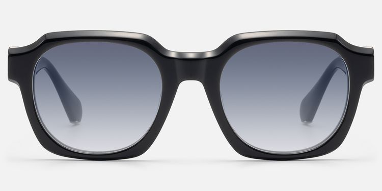 Vernon - Glossy Black Gradient Gray Sunglasses | Vooglam