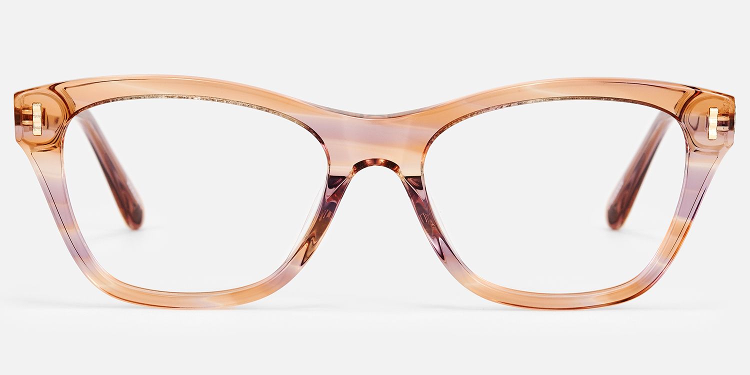 Hype - Square Champagne Eyeglasses | Vooglam Angle View