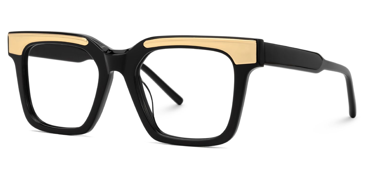 Feleti - Rectangle Black Eyeglasses | Vooglam Front View