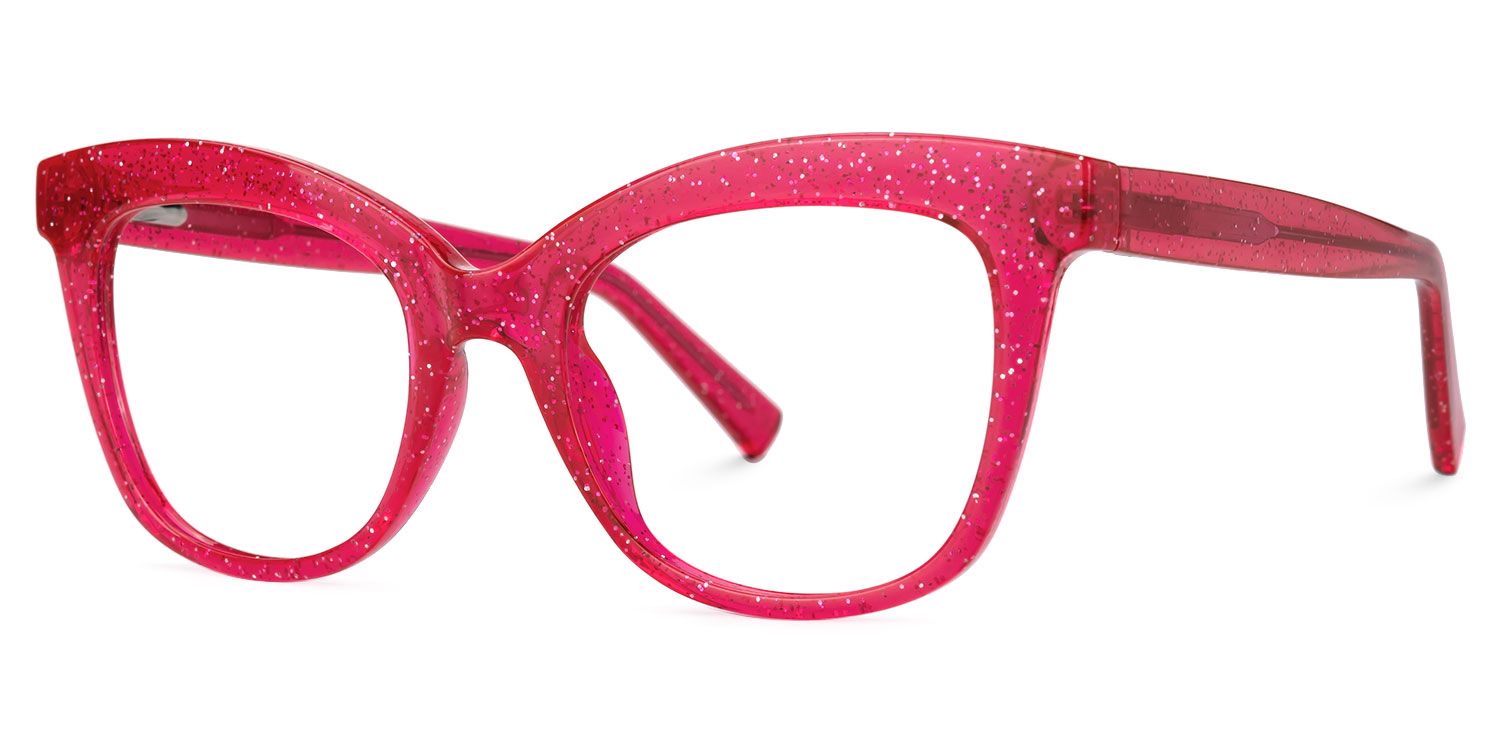 Rectangle Bright/Pink Eyeglasses | Vooglam.com Front View
