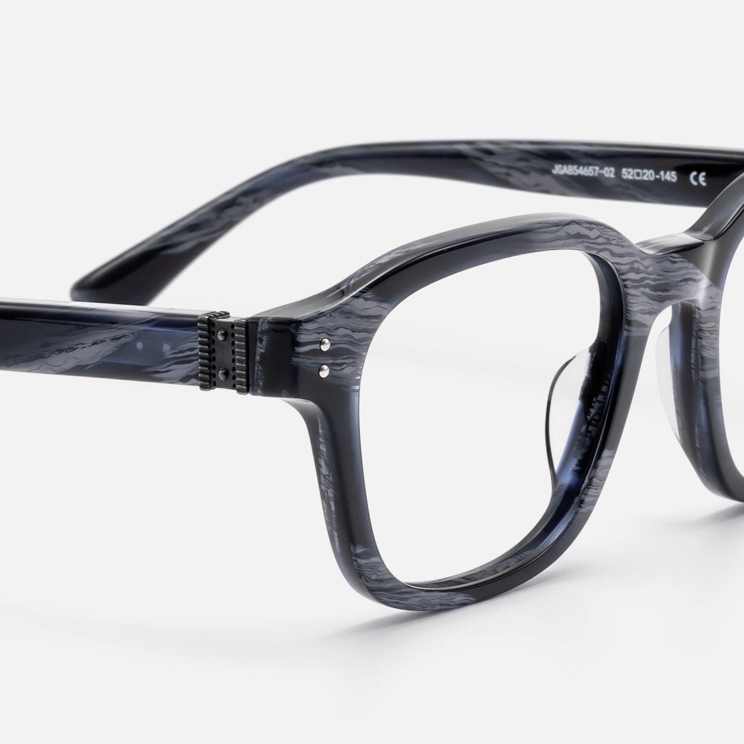 Rainier - Dark Blue Horn Zipper Square Glasses | Vooglam Design Details