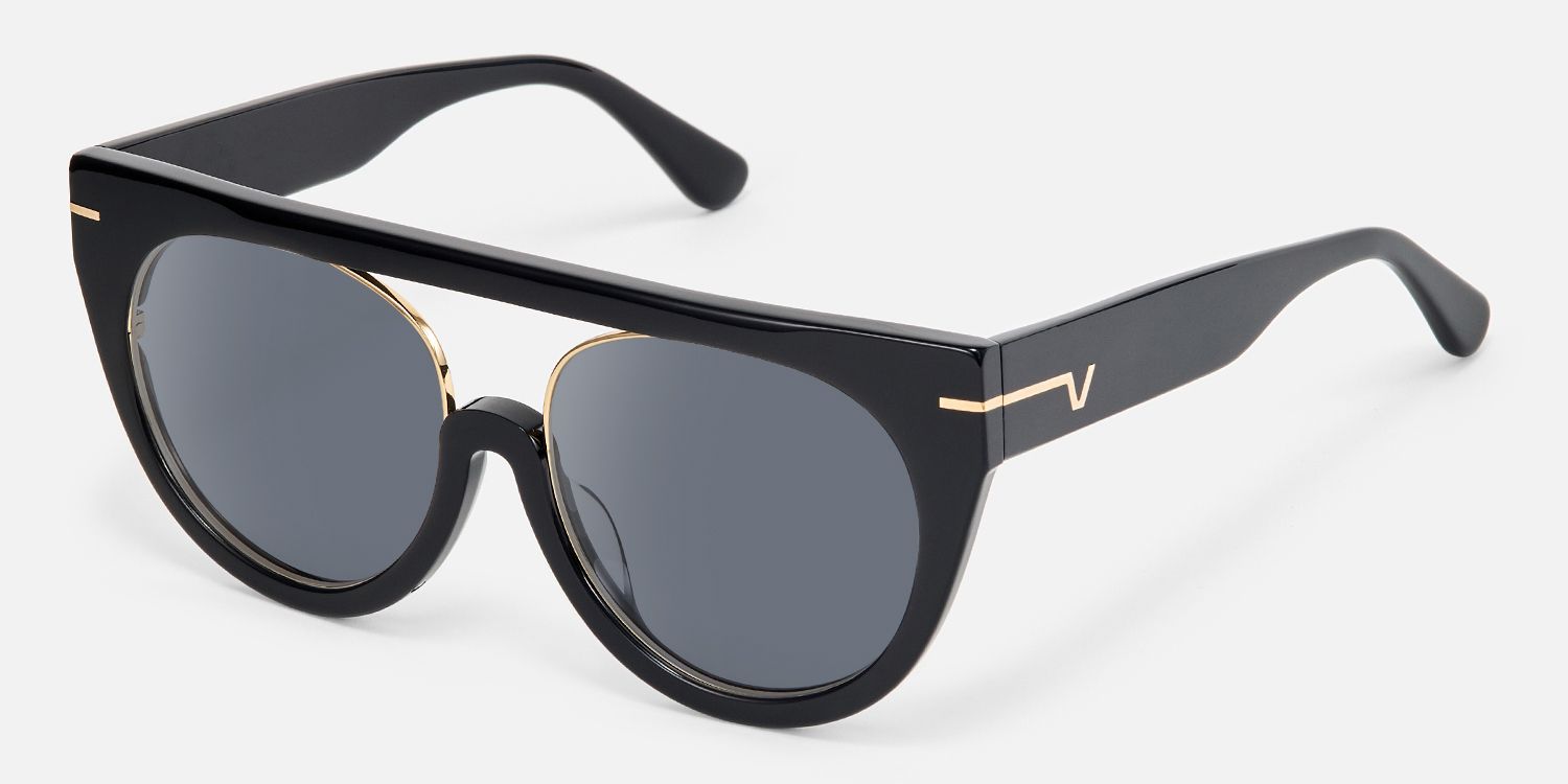 Patrice - Aviator Black Sunglasses │Vooglam Front View