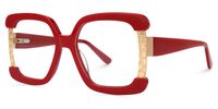 Adelphie - Square Red Eyeglasses | Vooglam Front View