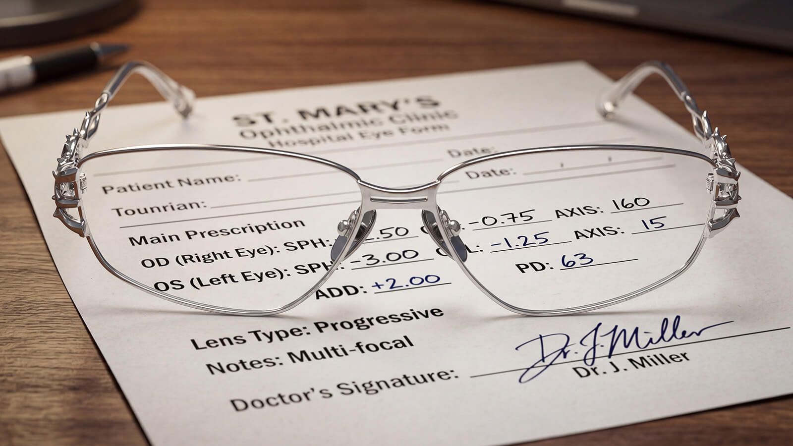 prescription glasses with professional doctors presciption