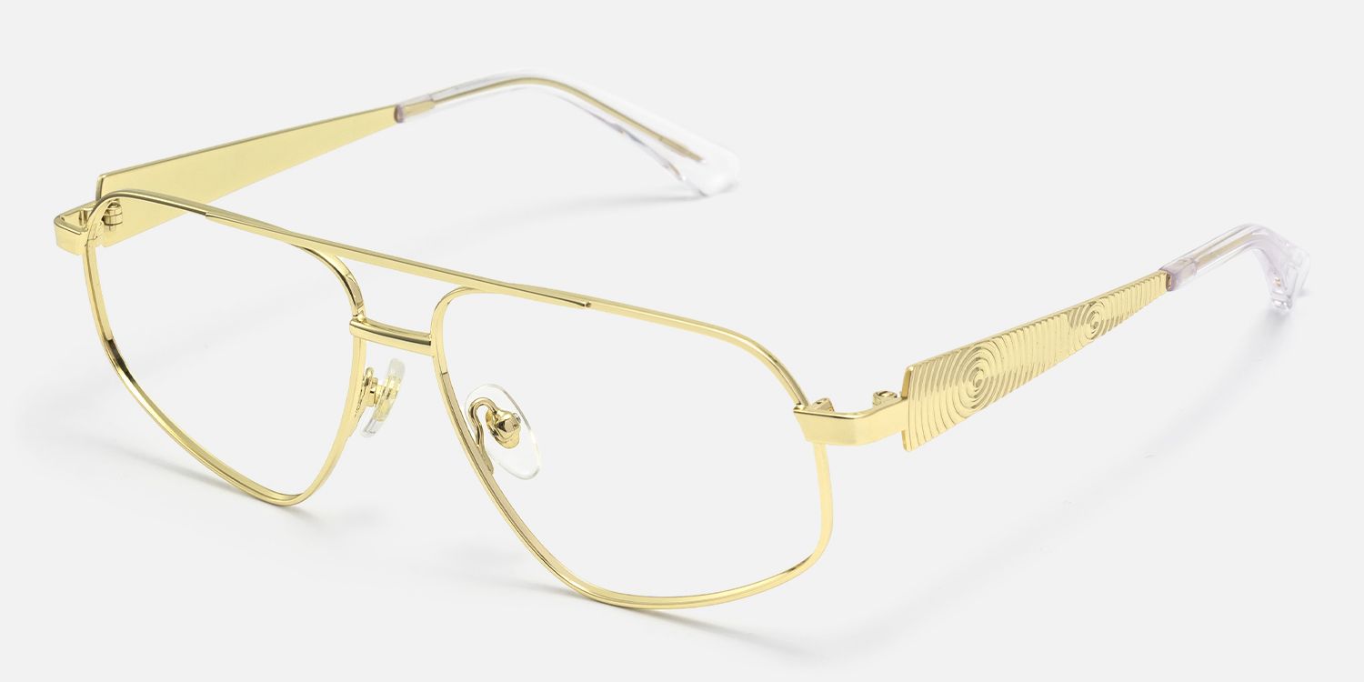 Solara - Aviator Gold Eyeglasses | Vooglam Front View