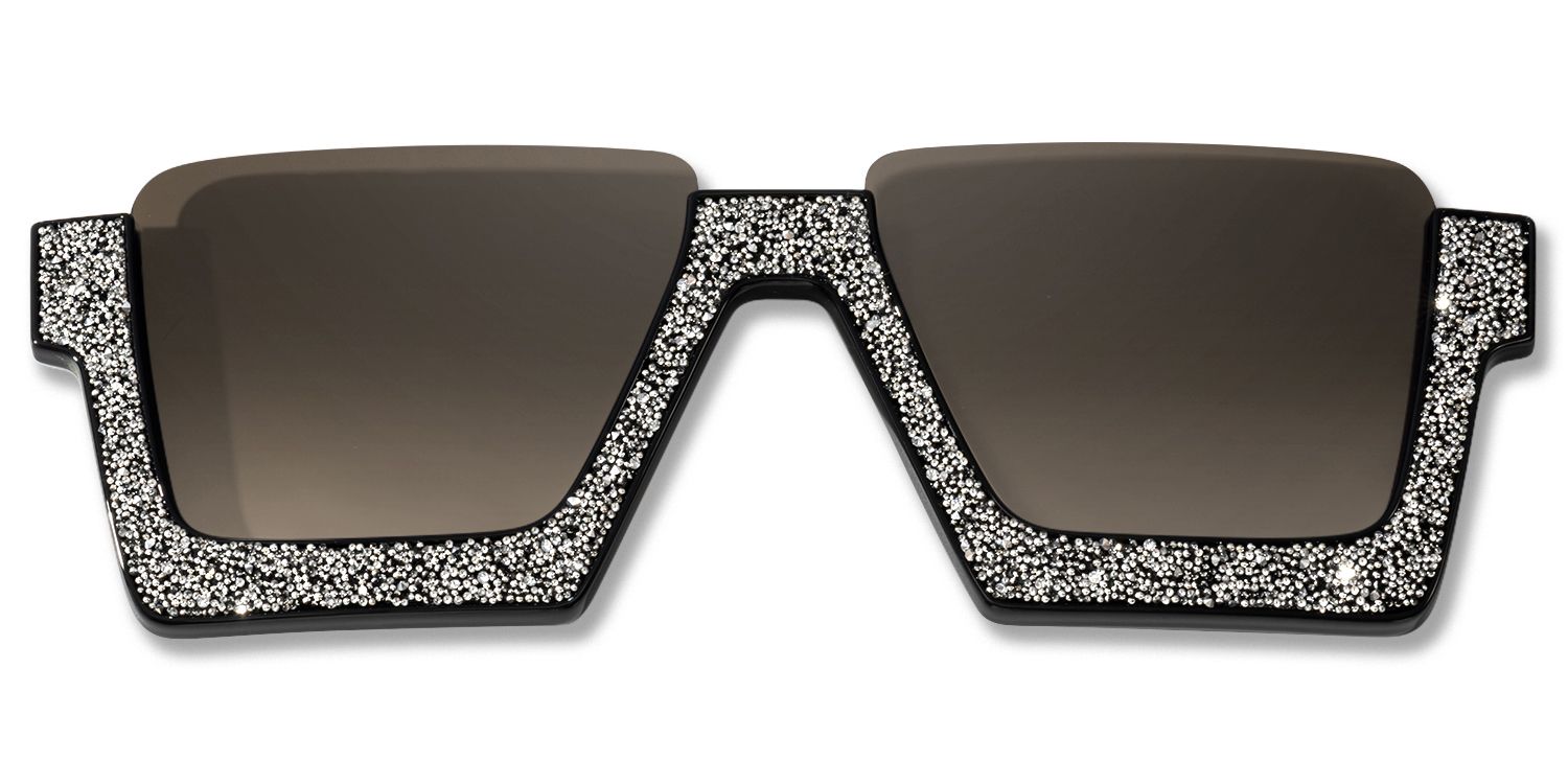 Dardhan - Rectangle Black/Silver Sunglasses Front View