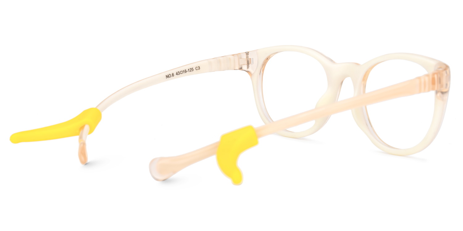 Eljah - Round Yellow Kids Eyeglasses by Vooglam - Side View