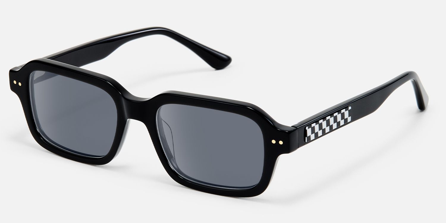 Narges - Rectangle Black Sunglasses | Vooglam Front View
