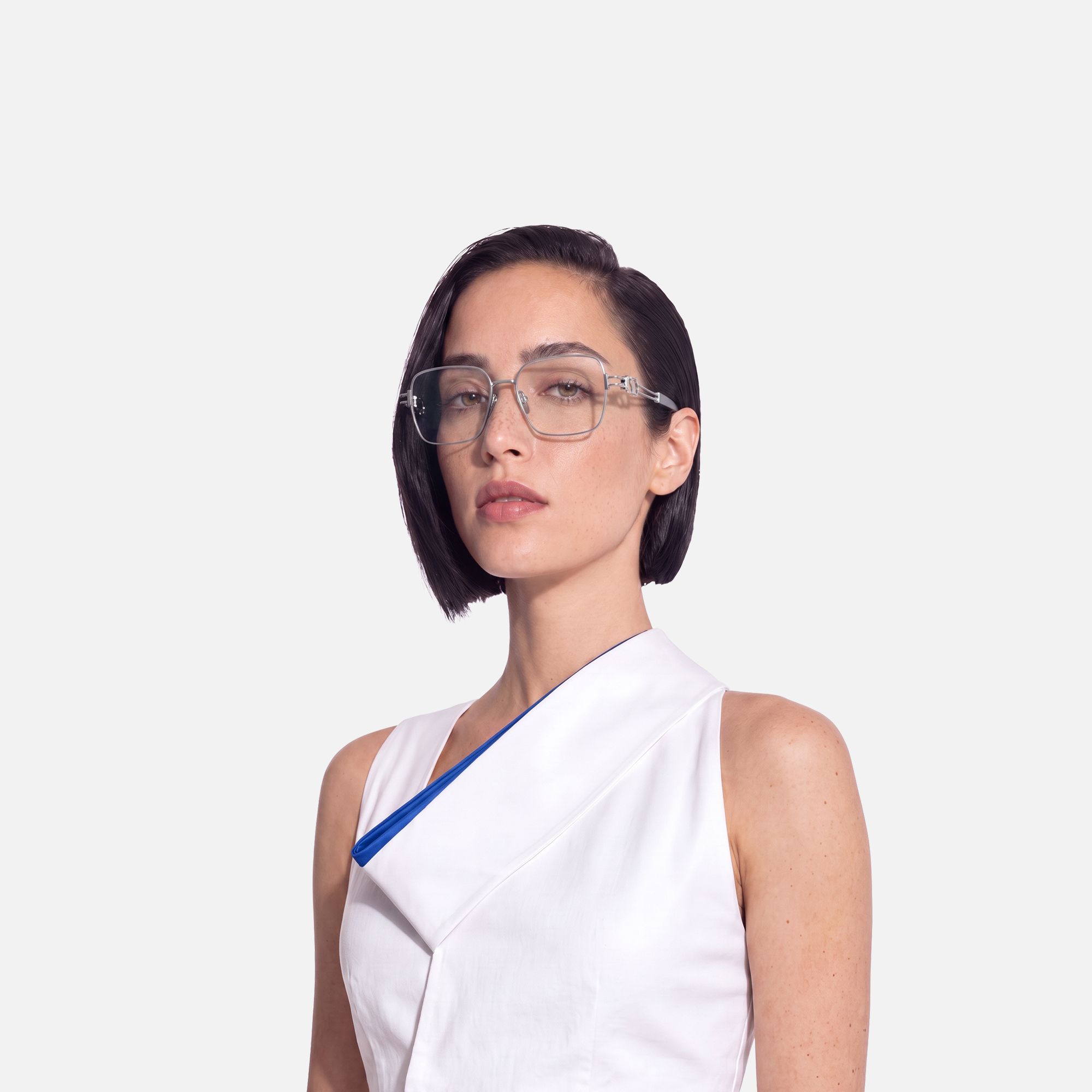 The Architect - Silver Carabiner Glasses by Vooglam - Side View On Model